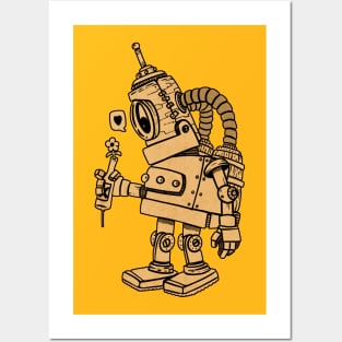 Robot yellow in love Posters and Art